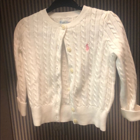 Ralph Lauren white cableknit cardigan 12mo - Picture 1 of 4
